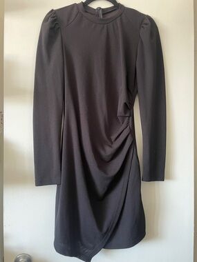 Shein|Black Draped Long Sleeve Mini Dress|Large|NWOT